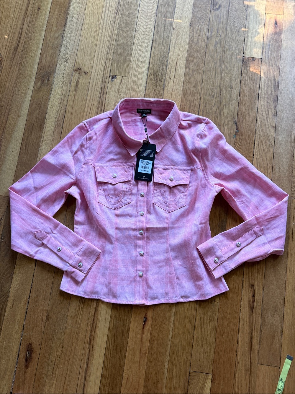 NEW true religion pink snap shirt